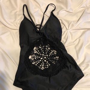 Black one piece swim suit